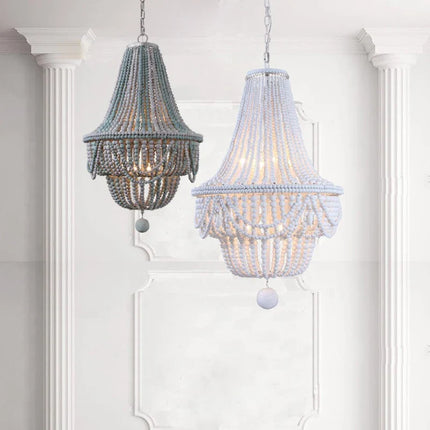 Lustre en bois à perles pour décoration intérieure élégante — LZ4N7Q2
