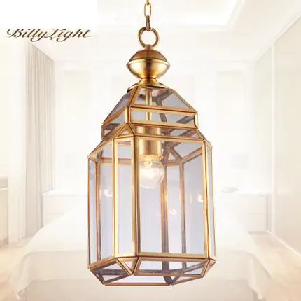 Suspension en cuivre avec abat-jour en verre style industriel et rustique — LZ4B7XQ