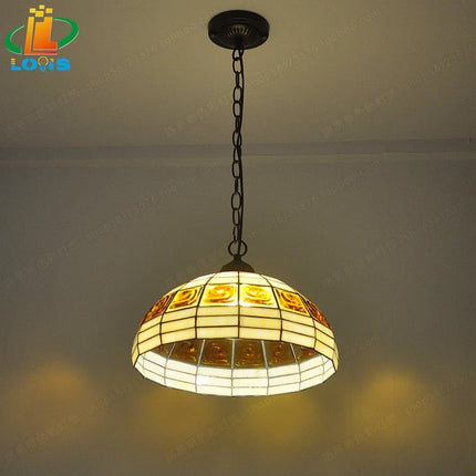 Lustre en brique style européen avec lampe en verre Tiffany antique — LZ4X9P