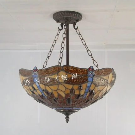 Lustre européen style Tiffany libellule nostalgie antique — LZ4X9P7