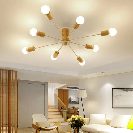 Plafonnier LED design nordique en bois massif — LZ4X9T2