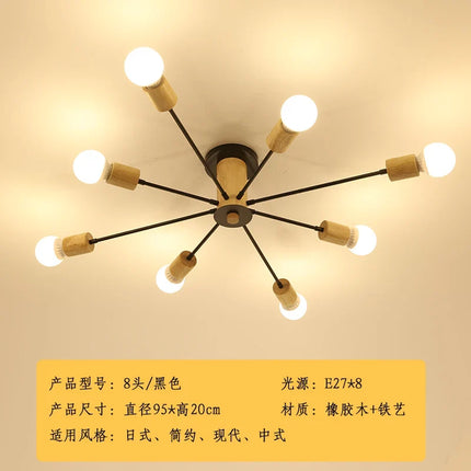 Plafonnier LED design nordique en bois massif — LZ4X9T2