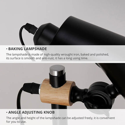 Lampe de bureau nordique en bois et métal moderne — LZ4X9T2