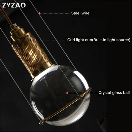 Suspension en verre cristal au design nordique pour cafés et restaurants — LZ4X9B2