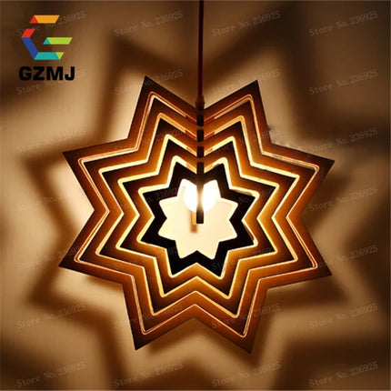 Suspension LED en bois style rétro américain pour loft — LZ4X9T