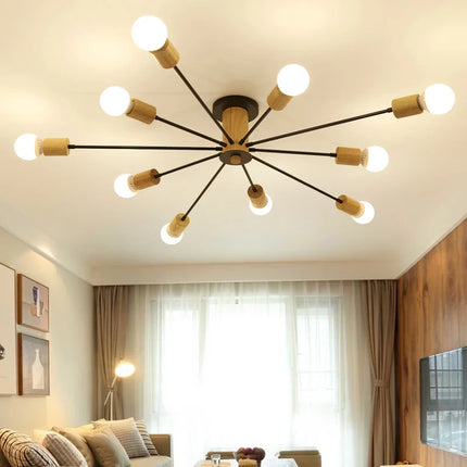 Plafonnier LED design nordique en bois massif — LZ4X9T2