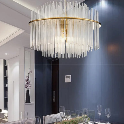 Lustre moderne en cristal avec tige en verre transparent — LZ4P9XQ