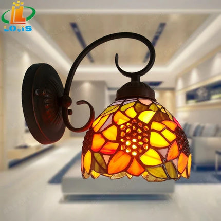 Applique murale en verre tournesol style européen pour jardin et balcon — LZ4P9XQ