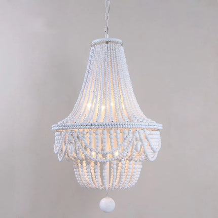 Lustre en bois à perles pour décoration intérieure élégante — LZ4N7Q2