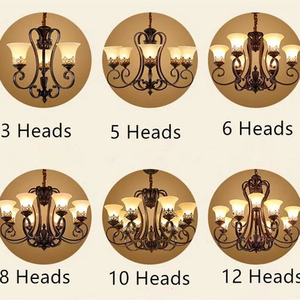 Lustre vintage en métal style européen pour éclairage intérieur — LZ7XQ2