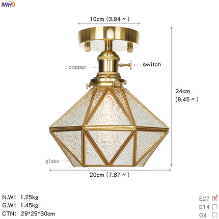 IWHD nordique japon Style cuivre plafonniers pour salon chambre boule De verre plafonnier Plafondlamp LED Lampara De Techo