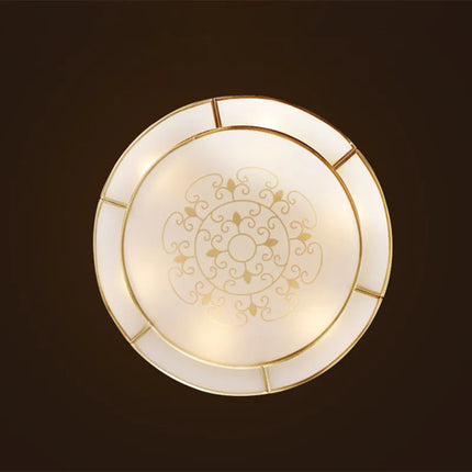 Plafonnier rond vintage en métal et verre cuivré — LZ4X9P2