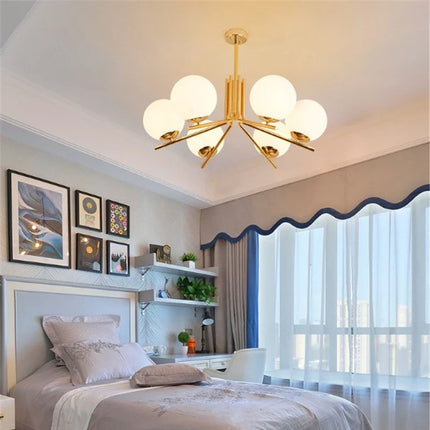 Lustre LED moderne avec abat-jour en métal doré — LZ4X9P2