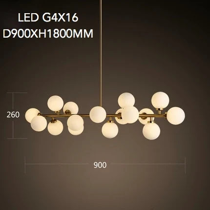 Lustre doré avec boule en verre design créatif — LZ4X9P2