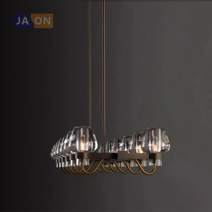 Suspension rétro en cuivre avec abat-jour en verre pour intérieur — LZ4X9P