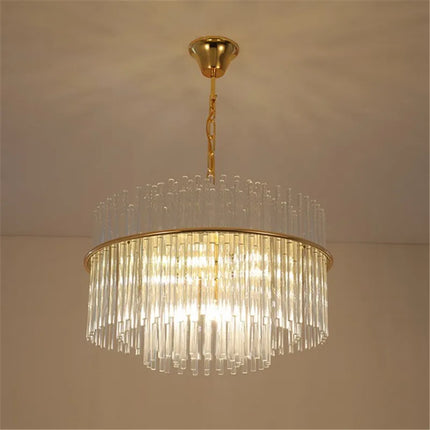 Lustre moderne en cristal avec tige en verre transparent — LZ4P9XQ