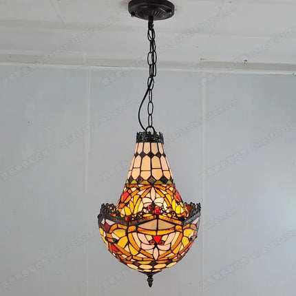 Lustre suspension en verre style Tiffany rétro pour café et escalier — LZ4M9XQ