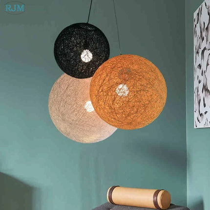 Suspension LED sphérique en chanvre naturel — LZ4X9P2