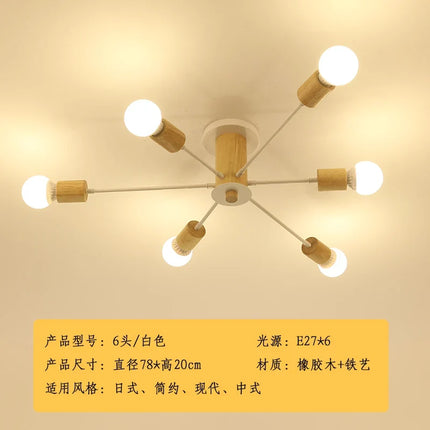 Plafonnier LED design nordique en bois massif — LZ4X9T2