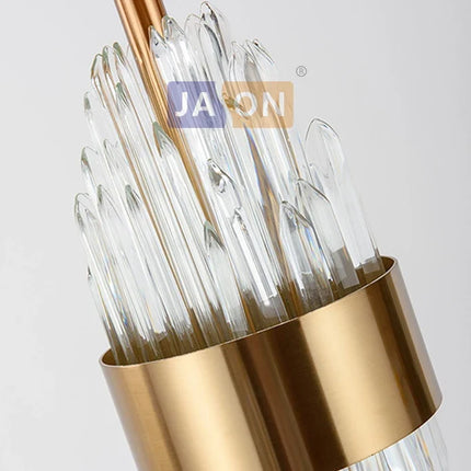 Lampadaire nordique en tissu, fer et cristal design — LZ4X9T2