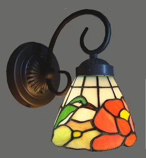 Lampe de chevet en verre style Tiffany avec motif oiseau décoratif — LZ4X9P