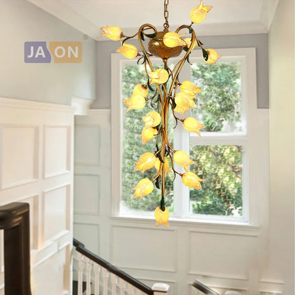 Suspension nordique en fer avec verre tulipe Camélia pour éclairage décoratif — LZ4X9P