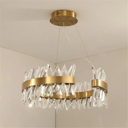 Lustre moderne en cristal doré avec éclairage LED design — LZ7FQ2