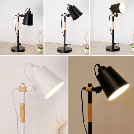 Lampe de bureau nordique en bois et métal moderne — LZ4X9T2