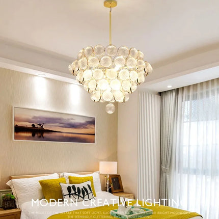 Lustre suspension en verre doré au design artistique et créatif — LZ4X9T