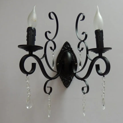 Applique murale vintage double tête en métal et cristal — LZ4X9P