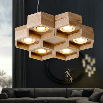 Suspension design nid d’abeille en bois et acrylique pour intérieur — LZ4X9Q7B