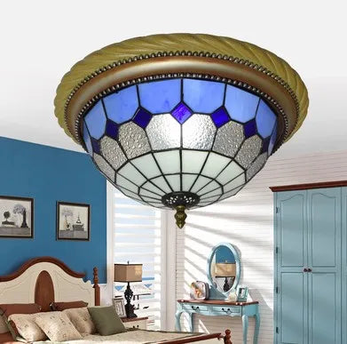 Plafonnier en vitrail style méditerranéen pour intérieur et extérieur — LZ4X9B2