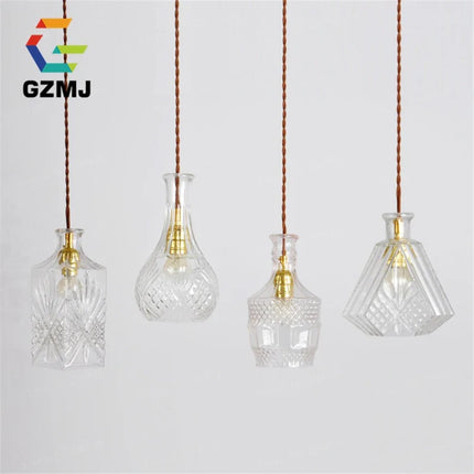 Suspension LED rétro avec abat-jour en verre sculpté — LZ4X9T1