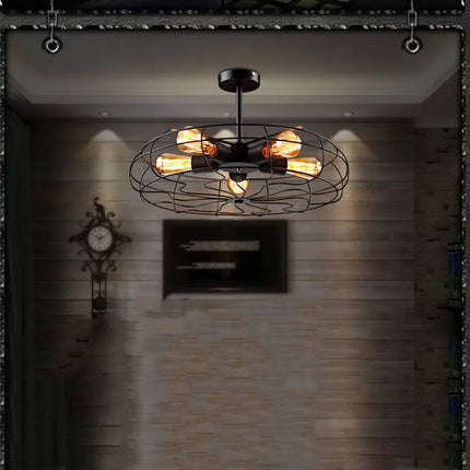 Plafonnier ventilateur suspension style loft rétro — LZ4X9P2