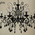 Cristal de verre noir / 8 lumières