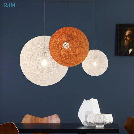 Suspension LED sphérique en chanvre naturel — LZ4X9P2