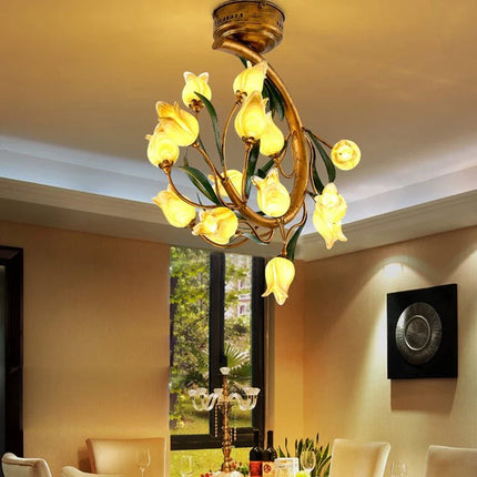 Plafonnier LED en verre tulipe style nordique décoratif — LZ4X9P2