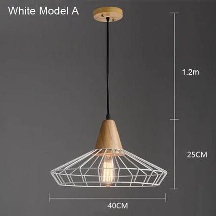 Suspension vintage en fer et bois pour éclairage intérieur — LZ7D9X