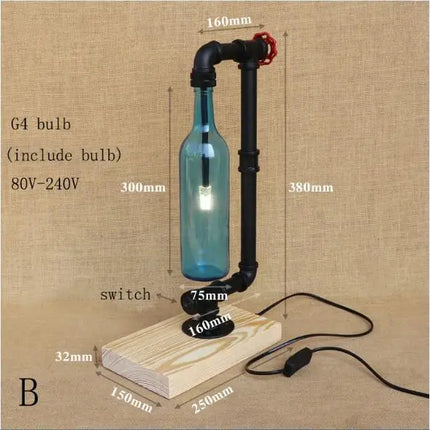 Lampe de bureau industrielle vintage avec abat-jour bouteille — LZ4F9XQ