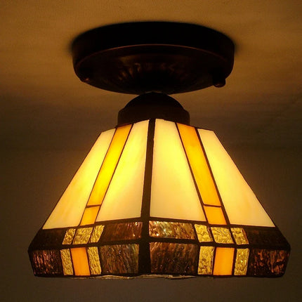 Plafonnier rétro en verre style Tiffany pour intérieur élégant — LZ4X9B2