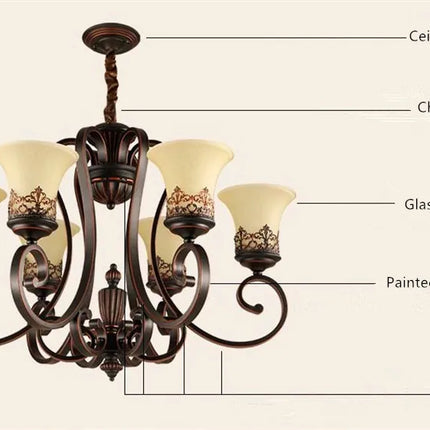 Lustre vintage en métal style européen pour éclairage intérieur — LZ7XQ2