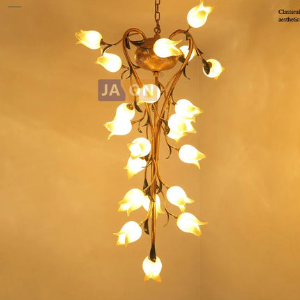 Suspension nordique en fer avec verre tulipe Camélia pour éclairage décoratif — LZ4X9P