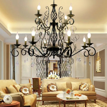 Lustre rétro décoratif en métal, verre et cristal pour intérieur — LZ4Q7N2
