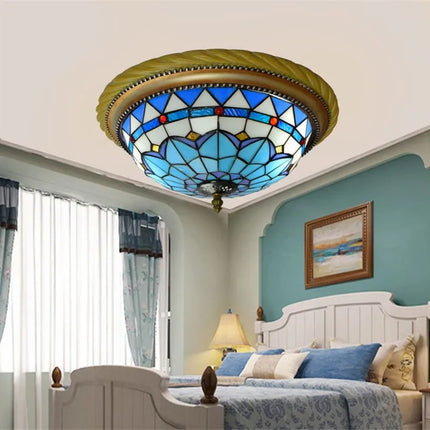Plafonnier en vitrail style méditerranéen pour intérieur et extérieur — LZ4X9B2
