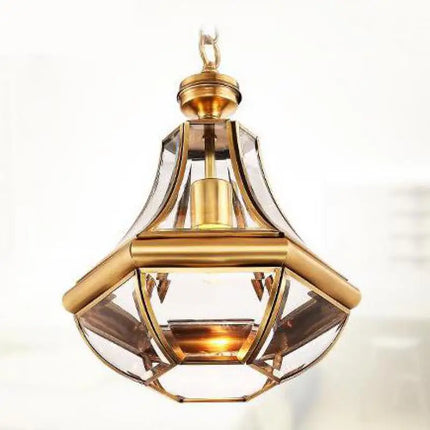Suspension en verre et cuivre au style antique pour intérieur élégant — LZ4X9M