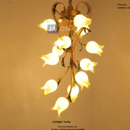 Suspension nordique en fer avec verre tulipe Camélia pour éclairage décoratif — LZ4X9P