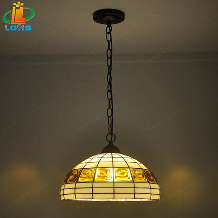 Lustre en brique style européen avec lampe en verre Tiffany antique — LZ4X9P
