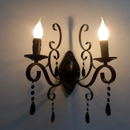 Applique murale vintage double tête en métal et cristal — LZ4N8Q2