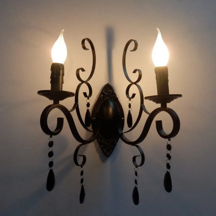 Applique murale vintage double tête en métal et cristal — LZ4N8Q2