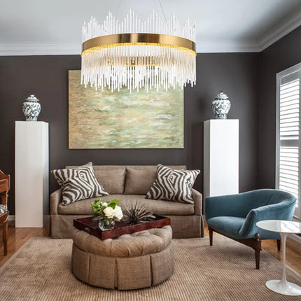 Suspension moderne en cristal avec tiges en verre doré — LZ4X9P
